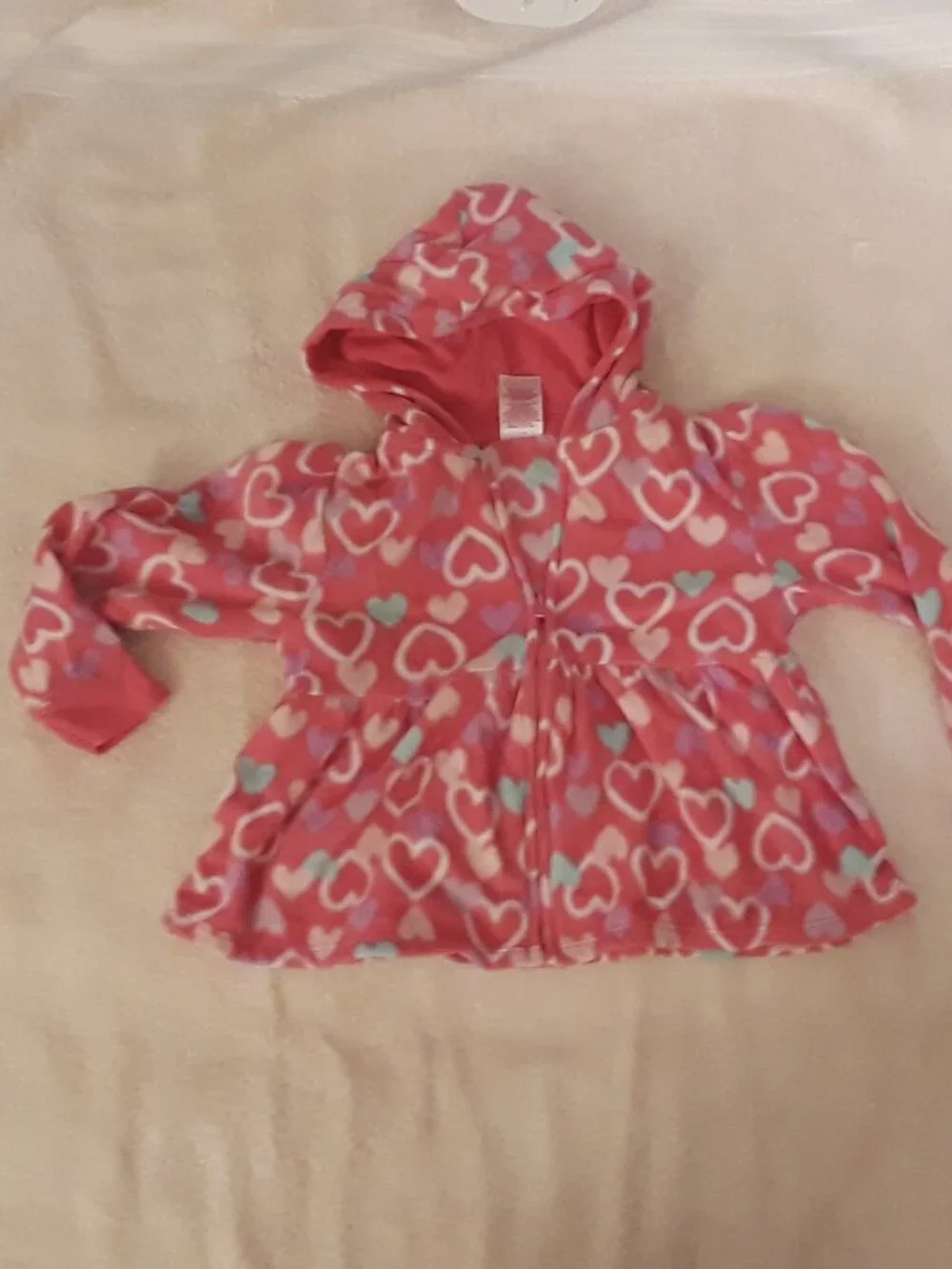 2 Piece Set Garanimals Girl 24 Mos Pink Heart Hooded Zip Jacket + Purple Pants